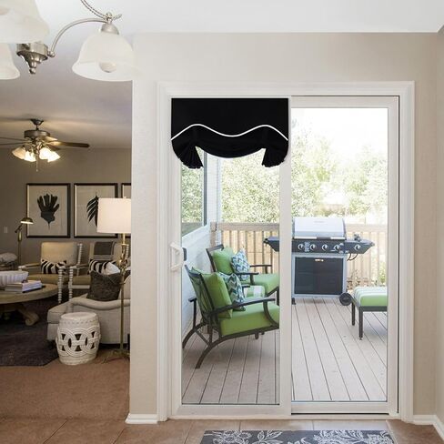 ستارة باب فرنسية شتوية معتمة بنسبة 100% - ستائر نافذة باب منزلقة معزولة حراريًا للخصوصية لباب الفناء والباب الأمامي وستارة جانبية مربوطة للظل، W26 x L69 بوصة، لوحة واحدة، أسود in Kuwait