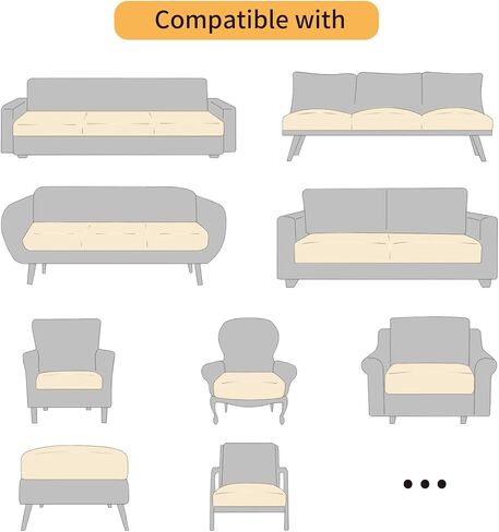 YISUN PU Leather Couch Cushion Sofa Cover, Waterproof Stretch Couch Cushion Slipcovers, Faux Leather Sofa Slipcovers Loveseat Couch Cushion Replacement Chair/Furniture Protector, 3 Pcs (Brown) in Kuwait