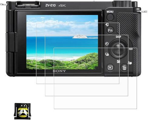 واقي شاشة من زد ال ام سي لكاميرا سوني الفا ZV-E10 ZVE10، 3 عبوات 0.3 ملم بدرجة صلابة 9 من الزجاج المقوى بدرجة صلابة 9، 1 × غطاء حذاء نحلة هوت in Kuwait