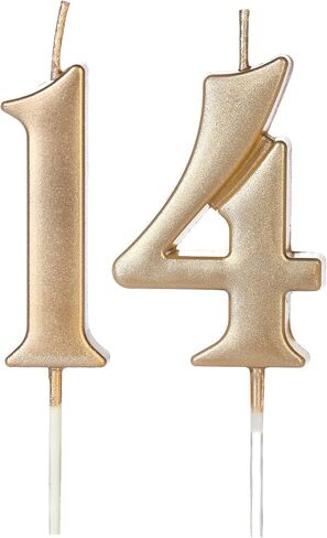 Silver 14th & 41st Number Birthday Candles for Cake Topper, Number 14 41 Glitter Premium Candle Party Anniversary Celebration Decoration for Kids Women or Men in Saudi Arabia