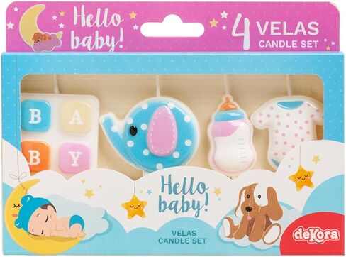 dekora - Set of 3D Baby Birthday Candles for Children's Cakes - Original Birthday Candle Children - Pack of 4 in Kuwait