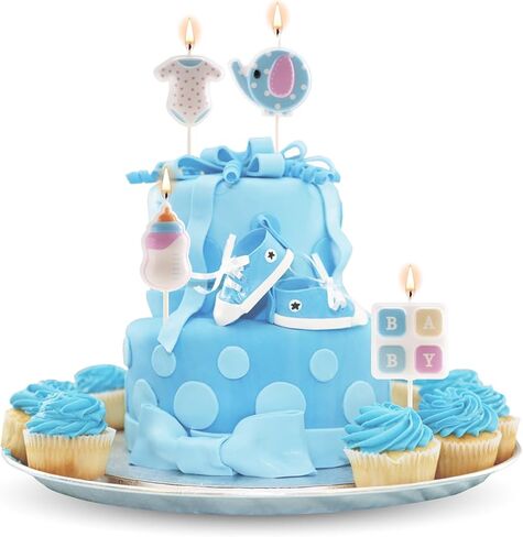 dekora - Set of 3D Baby Birthday Candles for Children's Cakes - Original Birthday Candle Children - Pack of 4 in Kuwait