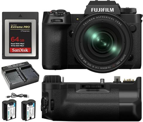 Fujifilm X-H2 Digital Camera Bundle, Includes: Fujifilm VG-XH Vertical Battery Grip, SanDisk 64GB Extreme PRO CFexpress Memory Card and More (6 Items) (Body) in Saudi Arabia