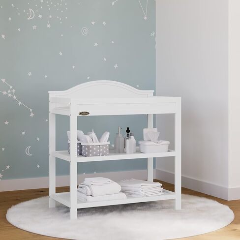 Graco Clara Changing Table (Espresso) - GREENGUARD Gold Ceritifed, Includes Bonus Water-Resistant Changing Table Pad with Safety Strap, 2 Open Shelves in Kuwait