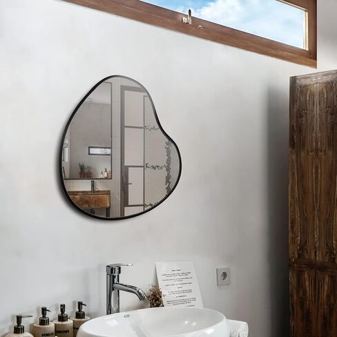 مرآة حائط غير منتظمة، مرآة حائط غير متماثلة، مرآة حائط تجريدية حديثة ديكور لغرفة المعيشة والحمام وغرفة النوم ومدخل 14 بوصة × 16 in Kuwait