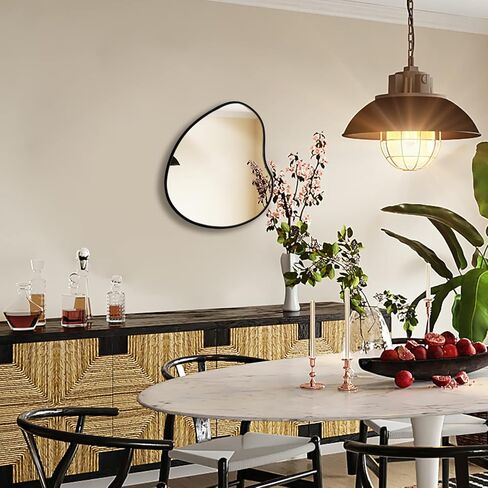 مرآة حائط غير منتظمة، مرآة حائط غير متماثلة، مرآة حائط تجريدية حديثة ديكور لغرفة المعيشة والحمام وغرفة النوم ومدخل 14 بوصة × 16 in Kuwait