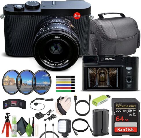 Leica Q3 Compact Digital Camera, 60MP Full-Frame BSI CMOS Sensor, Summilux 28mm f/1.7 Prime Lens, 8K Video Recording & Photography Camera Bundle with 64GB SD Card+ Cleaning Kit + Camera Bag and More in Saudi Arabia