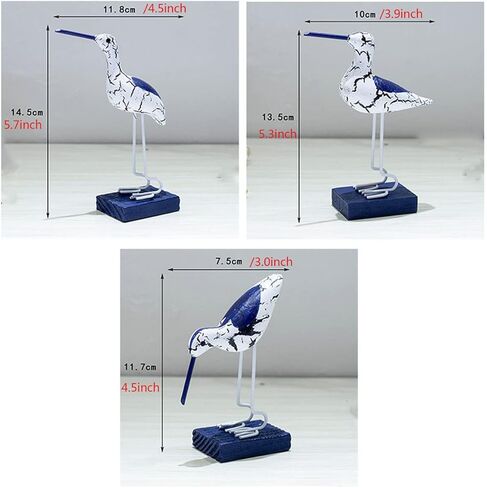 سي هوج بحري ساحلي الطيور التماثيل - لطيف خشبي عتيق عتيق زخرفة رومانسي الاسترخاء شاطئ البحر البحر موضوع يدوي سطح المكتب تمثال طائر البحر البحر - ديكور المنزل والمكتب والفندق (3 قطع) in Kuwait