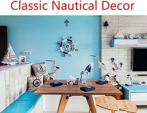 سي هوج بحري ساحلي الطيور التماثيل - لطيف خشبي عتيق عتيق زخرفة رومانسي الاسترخاء شاطئ البحر البحر موضوع يدوي سطح المكتب تمثال طائر البحر البحر - ديكور المنزل والمكتب والفندق (3 قطع) in Kuwait