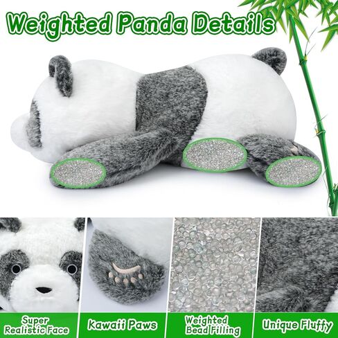 prewplam الحيوان المحشو المرجح، 1.6 رطل 16 "الباندا المرجحة القطيفة، لينة الحيوان المحشو المرجح للقلق، kawaii الباندا الرمادية الحيوان المرجحة المعانقة وسادة هدية للأطفال والكبار in Kuwait
