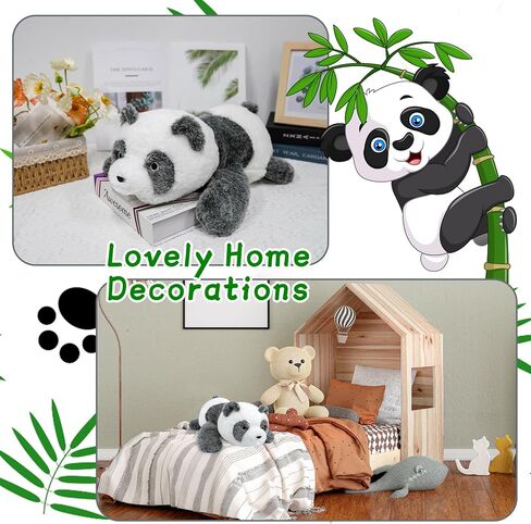 prewplam الحيوان المحشو المرجح، 1.6 رطل 16 "الباندا المرجحة القطيفة، لينة الحيوان المحشو المرجح للقلق، kawaii الباندا الرمادية الحيوان المرجحة المعانقة وسادة هدية للأطفال والكبار in Kuwait