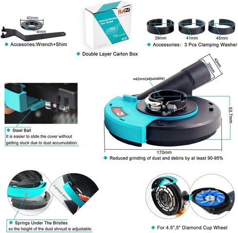 Raizi 5 inch Universal Surface Grinding Dust Shroud Hand Angle Grinder+5 inch Diamond Grinding Cup Wheel in Kuwait