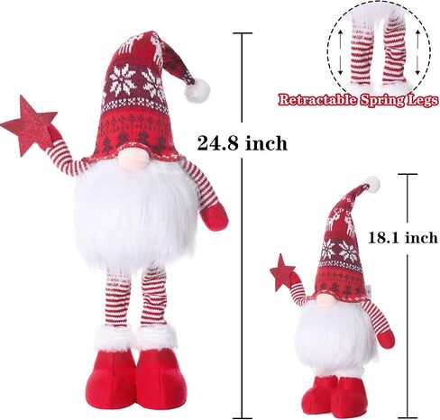 2pc Lighted Standing Christmas Gnomes Decorations with Retractable Spring Legs Light up Christmas Knome Gift Winter Tabletop Christmas Decorations in Saudi Arabia
