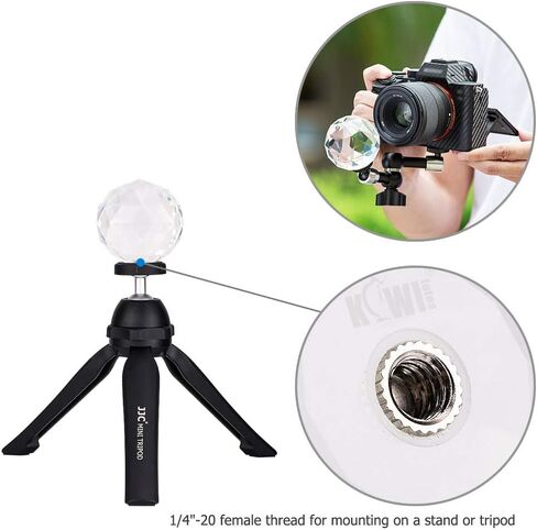 KIWIFOTOS K9 منشور كرة كريستال زجاجي شفاف بقطر 60 ملم مع خيط أنثوي 1/4 "-20 + جراب تخزين + قطعة قماش تنظيف من الألياف الدقيقة in Kuwait