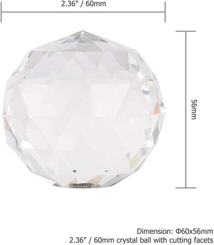 KIWIFOTOS K9 منشور كرة كريستال زجاجي شفاف بقطر 60 ملم مع خيط أنثوي 1/4 "-20 + جراب تخزين + قطعة قماش تنظيف من الألياف الدقيقة in Kuwait