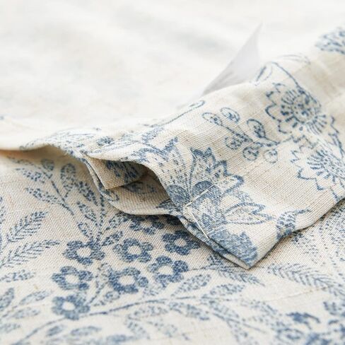 jinchan Floral French Door Curtain Panel Farmhouse Decor Light Filtering Linen with Tie Up Bow for Glass Door or Patio 40 Inch Length Rod Pocket 1 Panel Taupe on Linen in Kuwait