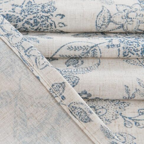 jinchan Floral French Door Curtain Panel Farmhouse Decor Light Filtering Linen with Tie Up Bow for Glass Door or Patio 40 Inch Length Rod Pocket 1 Panel Taupe on Linen in Kuwait