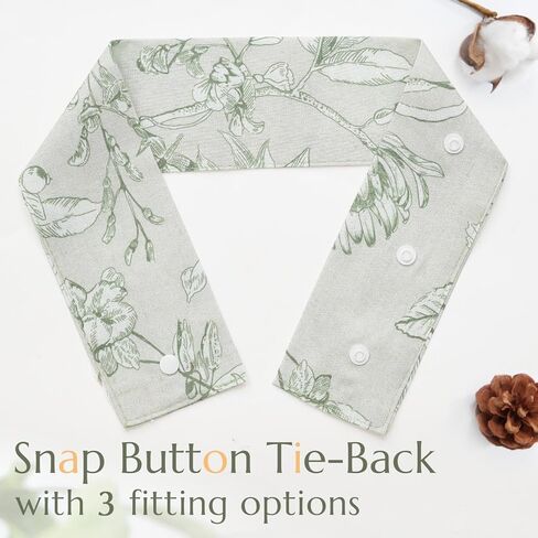 jinchan Floral French Door Curtain Panel Farmhouse Decor Light Filtering Linen with Tie Up Bow for Glass Door or Patio 40 Inch Length Rod Pocket 1 Panel Taupe on Linen in Kuwait