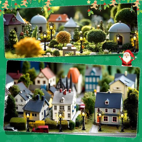 12 Pcs Christmas Lamp Post Village Accessories Mini Street Lights Lamp Miniature Dollhouse Streetlight Models Decorative for DIY Micro Village Pathway Post Garden Accessories (Cute) in Saudi Arabia