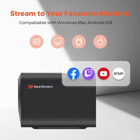 كاميرا البث المباشر اللاسلكية NearStream بدقة 2K، كاميرا StreamCam مع 8 ميكروفونات مدمجة لتقليل الضوضاء، تكبير بصري 10x، بطارية 8 ساعات، كاميرا ويب للبث عبر YouTube/Twitch/Facebook/Rtmp، والتحكم في التطبيق in Kuwait