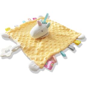 Lovey Bunny Security Blanket for Baby Girls Boys Soft Plush Stuffed Animal Blanket with Crinkle in Ear Infant Tags Security Blanket Taggy Rattle Toys Soothing Sensory Teether Toy Great Shower Gift