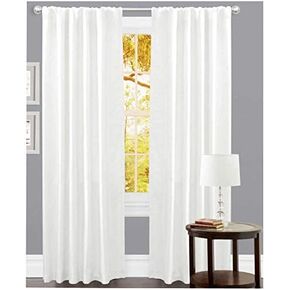 Farm House Curtain-Cotton Textured Slub Fabric 50x72 -White, Cotton Curtains,2 Panels Curtain,Tab Top Curtains,Room Darkening Drapes,Curtains for Bedroom,Curtains for Living Room,Curtains Set of 2 in Kuwait