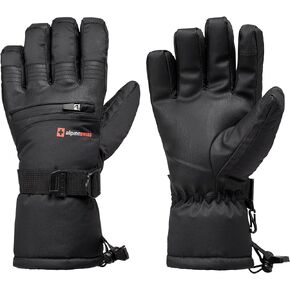 Alpine Swiss Mens Waterproof Snow Ski Gloves Gauntlet Mittens with Zipper Pockets Winter Snowboarding Windproof 3M Thinsulate
