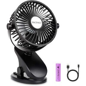 BRIGENIUS Clip on Stroller Fan, Battery Operated Portable Mini Desk Fan Rechargeable, USB Powered Clip Fan for Baby Stroller Office Outdoor Travel, Black in Kuwait