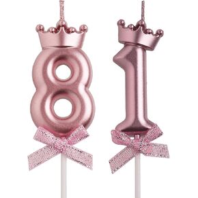 81st Birthday Candles, Gold 81 Year Old Number Birthday Candles, Happy Birthday Cake Topper Gifts Party Decorations for Men Women in Kuwait