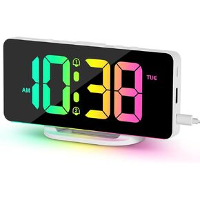 ساعة حائط رقمية، شاشة LED كبيرة مقاس 15.2 بوصة مع جهاز تحكم عن بعد، 2 ساعة منبه، التوقيت الصيفي، التعتيم التلقائي، 12/24 ساعة، مؤقت، درجة الحرارة، التاريخ واليوم، ساعة حائط مكتب مرآة حديثة لغرفة المعيشة/صالة الألعاب الرياضية/المتجر/المكتب in Kuwait