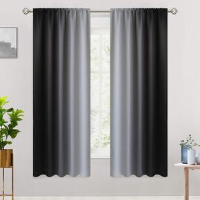 COSVIYA Curtains & Drapes Ombre Black Curtains 63 inch Length 2 Panels, Rod Pocket Room Darkening Light Blocking Insulated Thermal Gradient Window Curtains for Bedroom/Living Room,42x63 inches in Kuwait