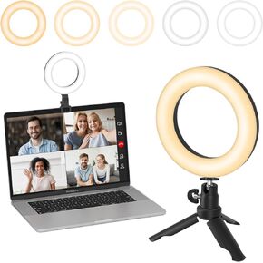 Video Conference Lighting Kit, Ring Light for Computer Laptop Monitor with Clip & Tripod Stand, 5'' Webcam Lighting for Zoom Meetings, Video Conferencing, Video Calls, Live Stream, Online Teaching in Kuwait