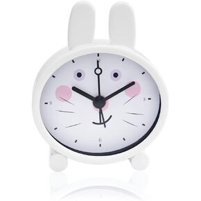 ساعة منبه AOLOX مقاس 3 بوصات بجانب السرير لتزيين الحيوانات اللطيفة وساعة صغيرة على شكل أرنب أبيض in Kuwait
