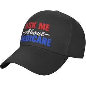 Ask Me About Medicare Peaked Cap Unisex Trucker Dad Hat Adjustable Casual Sports Sun Hat for Mens Womens Black in Kuwait