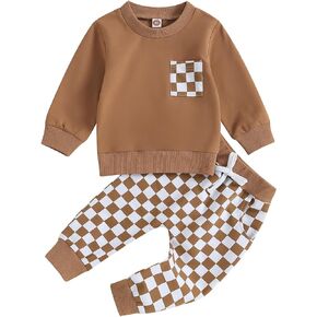 MERSARIPHY Infant Baby Boy Fall Outfits Baby Boy Girl Clothes Set Color Block Baby Sweatshirt Long Pants with Pockets