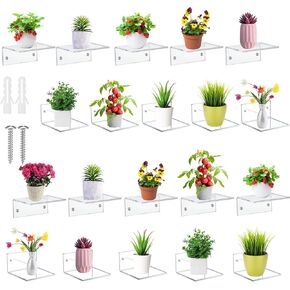Juexica Small Acrylic Floating Shelves for Wall Adhesive Wall Mounted Shelves for Bathroom, Bedroom, Living Room, Office (White,20 Pcs) in Saudi Arabia