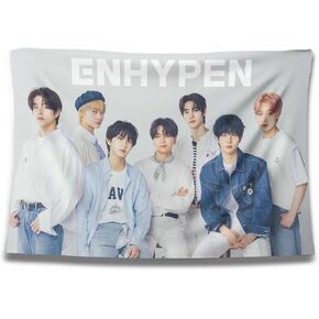 HIFFEY Enhypen نسيج، Kpop Fans Merch نسيج 40 بوصة × 60 بوصة، جدار معلق خلفية جدار ديكور حفلة عيد ميلاد خلفية لغرفة النوم وغرفة المعيشة والنوم in Kuwait