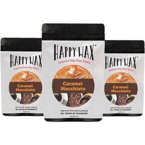 هابي واكس شمع الصويا كراميل ماكياتو يذوب الشمع المعطر المملوء بالزيوت العطرية، مثالي لاذابة الشمع او المكعب او سخان التورت، اجمالي 6 اونصة متعددة in Kuwait