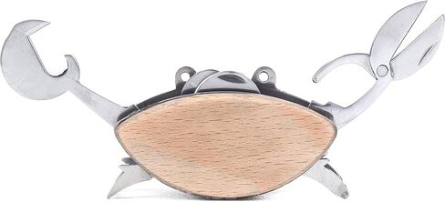 Kikkerland Stainless Steel Beechwood Crab Compact EDC Multi Tool - 6 Tools in Saudi Arabia