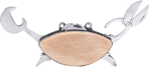 Kikkerland Stainless Steel Beechwood Crab Compact EDC Multi Tool - 6 Tools in Saudi Arabia