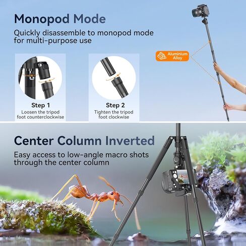 حامل ثلاثي للكاميرا مقاس 63 بوصة من EMEET، حوامل ثلاثية وأحادية الأرجل من الألومنيوم قابلة للطي، حامل ثلاثي القوائم للسفر عالي التحمل، حامل ثلاثي احترافي من الألومنيوم برأس كروي 360 درجة مع حقيبة حمل، حامل ثلاثي للكاميرا/كاميرا الويب/المنظار/الليزر in Kuwait