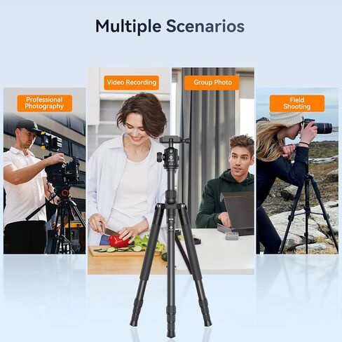 حامل ثلاثي للكاميرا مقاس 63 بوصة من EMEET، حوامل ثلاثية وأحادية الأرجل من الألومنيوم قابلة للطي، حامل ثلاثي القوائم للسفر عالي التحمل، حامل ثلاثي احترافي من الألومنيوم برأس كروي 360 درجة مع حقيبة حمل، حامل ثلاثي للكاميرا/كاميرا الويب/المنظار/الليزر in Kuwait