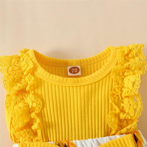 Zoiuytrg ملابس الفتيات حديثي الولادة بدون أكمام من الدانتيل فستان رومبير مُزين بنقشة الزهور بذلة مع عصابة رأس ملابس صيفية للأطفال الرضع in Kuwait