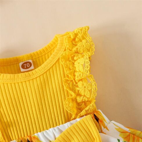 Zoiuytrg ملابس الفتيات حديثي الولادة بدون أكمام من الدانتيل فستان رومبير مُزين بنقشة الزهور بذلة مع عصابة رأس ملابس صيفية للأطفال الرضع in Kuwait