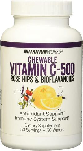 NutritionWorks Vitamin C Chewable, Supports Immune System, Potent Antioxidants, 50 Servings in Saudi Arabia
