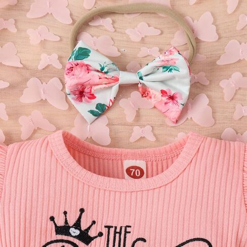DBZoo Infant Baby Girl Rompers Dress Ruffle Floral Jumpsuits Summer Overalls Shorts Ribbed Clothes Headband in Saudi Arabia
