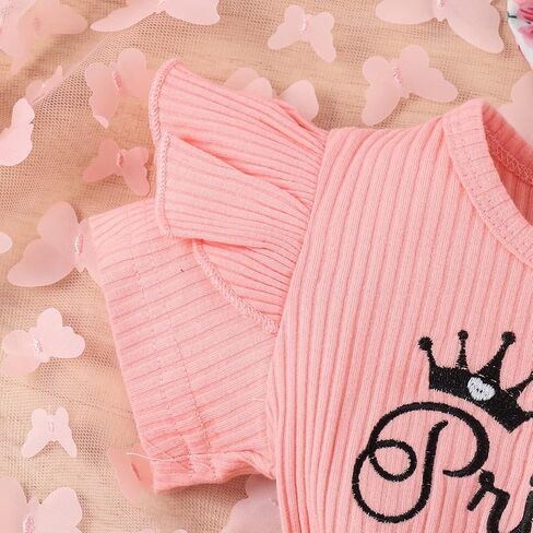 DBZoo Infant Baby Girl Rompers Dress Ruffle Floral Jumpsuits Summer Overalls Shorts Ribbed Clothes Headband in Saudi Arabia