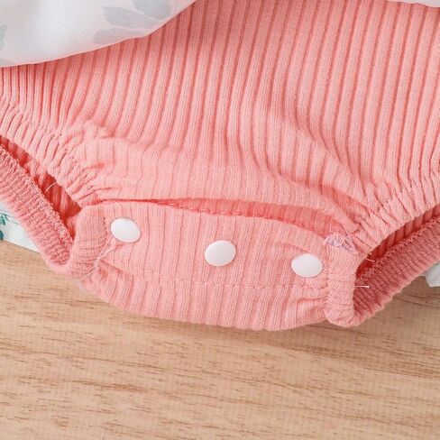 DBZoo Infant Baby Girl Rompers Dress Ruffle Floral Jumpsuits Summer Overalls Shorts Ribbed Clothes Headband in Saudi Arabia