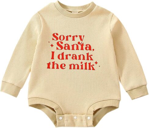 Ursobutegl My First Christmas Outfit طفلة صبي رسالة فقاعة رومبير المتضخم نيسيي البلوز الخريف الشتاء الملابس in Kuwait