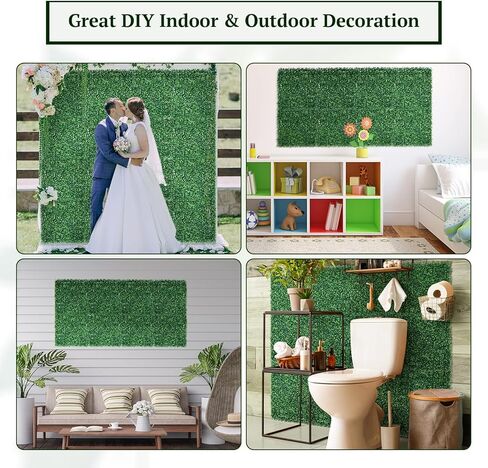 Omldggr ألواح خشب البقس الاصطناعي، 12 حزمة من العشب الاصطناعي مقاس 10 × 10 بوصة لوحة جدارية من العشب الصناعي مع روابط بسحاب للحدائق والأسوار والساحات الخلفية وديكور الحائط الداخلي in Kuwait